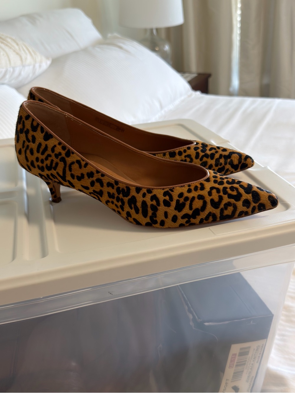 Vionic Leopard Print Pointed-Toe Kitten Heels - Tan and Black